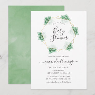 Aquarelldusche Succulent Geometric Baby Dusche Einladung