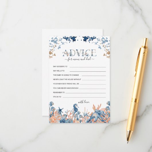 Aquarelldusche unter dem Meer Hinweiskarte (Vorderseite/Rückseite Beispiel)