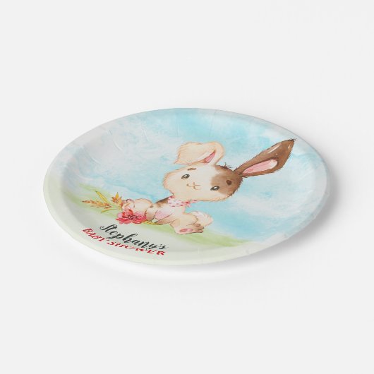 Aquarellduschenfarm Pappteller (Schrägansicht)