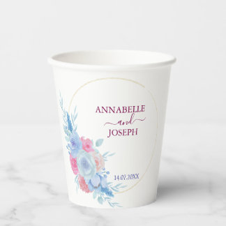 Aquarelle Blumen Moderne Botanische Hochzeit Pappbecher