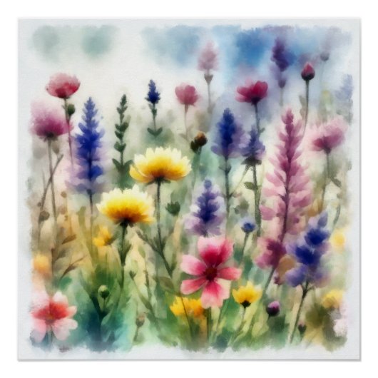 Aquarelle, Blüten der Felder Poster (Vorderseite)