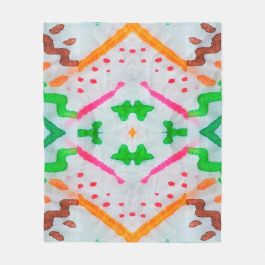 Aquarelle Boho Dekor. Boho Blue Pillow. Aquarelle Fleecedecke (Vorderseite)