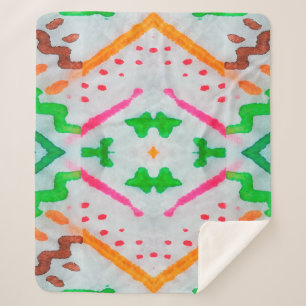 Aquarelle Boho Dekor. Boho Blue Pillow. Aquarelle  Sherpadecke