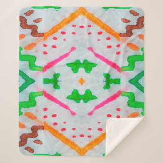 Aquarelle Boho Dekor. Boho Blue Pillow. Aquarelle  Sherpadecke