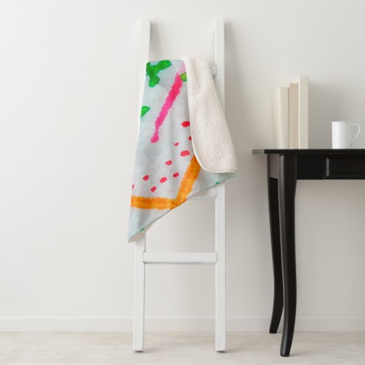 Aquarelle Boho Dekor. Boho Blue Pillow. Aquarelle Sherpadecke (Beispiel)