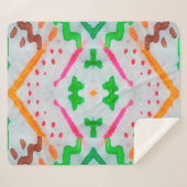 Aquarelle Boho Dekor. Boho Blue Pillow. Aquarelle  Sherpadecke (Vorderseite (Horizontal))