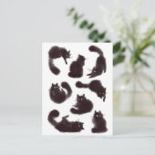 Aquarelle Chats noirs Postkarte (Stehend Vorderseite)