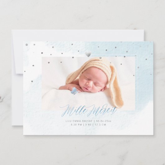 Aquarelle Confettis Remerciation Naissance Fille Einladung (Vorderseite)