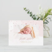 Aquarelle Confettis Remerciation Naissance Fille Einladung (Stehend Vorderseite)