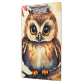 Aquarelle einer kleinen Eule mit Vintage-Look Klemmbrett (Links)