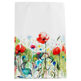 Aquarelle Farben Frühlingsblumen Illustration Mittlere Geschenktüte