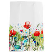 Aquarelle Farben Frühlingsblumen Illustration Mittlere Geschenktüte (Rückseite)