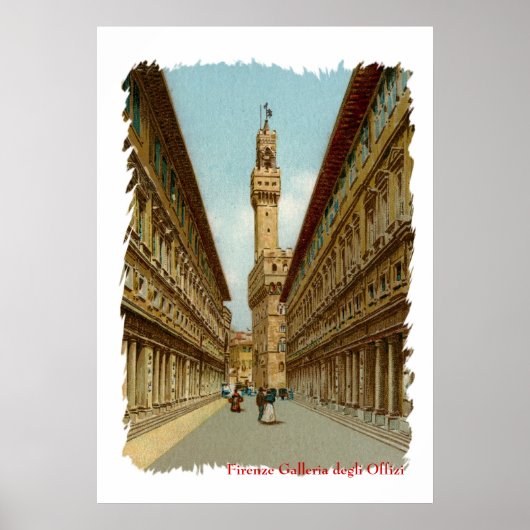 Aquarelle Florence Uffizi Gallery Poster (Vorne)