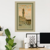 Aquarelle Florenz Palazzo Vecchio Poster (Heimbüro)