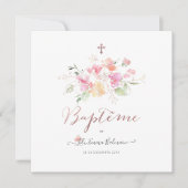 Aquarelle Fluers de Pois Faire part de Baptême Einladung (Vorderseite)