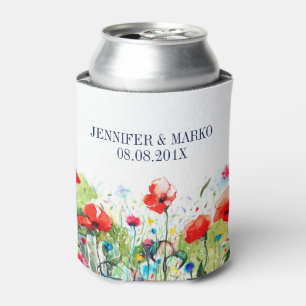 Aquarelle Illustration Farbige Frühlingsblumen Dosenkühler