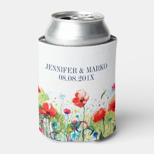 Aquarelle Illustration Farbige Frühlingsblumen Dosenkühler (Kanne Vorderseite)