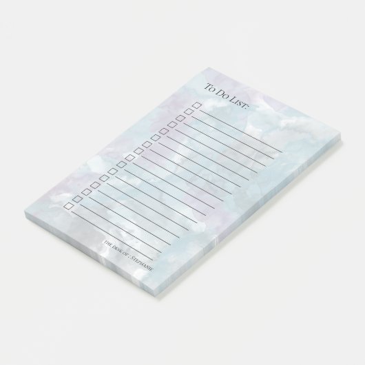 Aquarelle in Blau und Lavendel Post-it Klebezettel (angewinkelt)