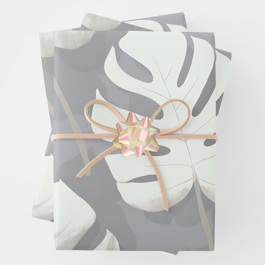 Aquarelle Monstera Geschenkpapier Set