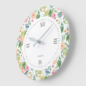 Aquarelle Rosa u. Pfirsichpfingstrosenmuster Große Wanduhr (Winkel)