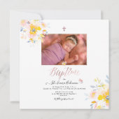 Aquarelle Rose de Jardin Faire part de Baptême Einladung (Rückseite)