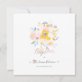 Aquarelle Rose de Jardin Faire part de Baptême Einladung (Vorderseite)