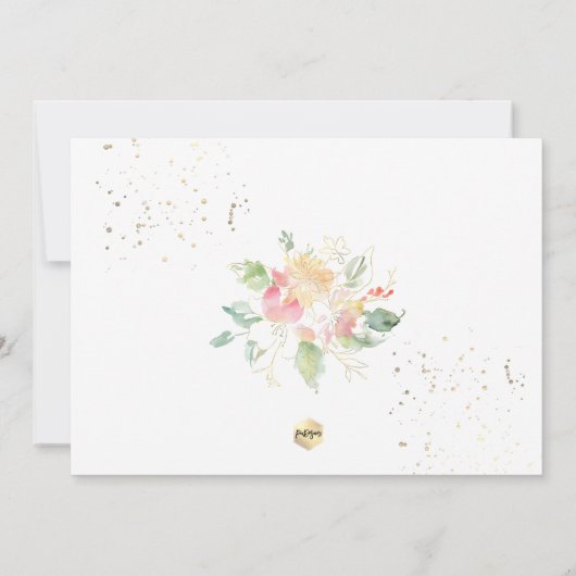 Aquarelle Rougissant Remerciements - Bapteme Fille Einladung (Rückseite)