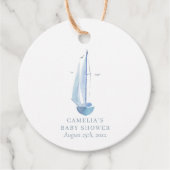 Aquarelle Sailboat Baby Dusche Ahoy Boy's Geschenkanhänger (Vorderseite)