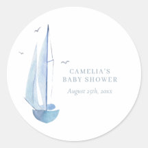 Aquarelle Sailboat Baby Dusche Ahoy Boy's