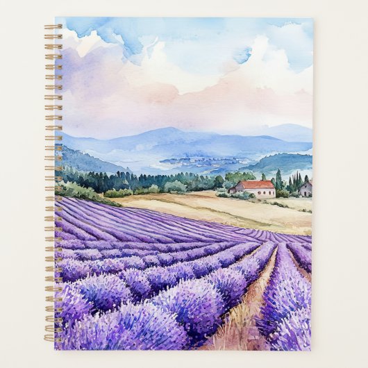 Aquarelle serene Lavendelfelder Planer (Vorderseite)
