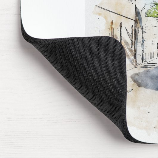 Aquarelle Sketch Art. Straße mit buntem Tupfer Mousepad (Ecke)