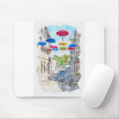 Aquarelle Sketch Art. Straße mit buntem Tupfer Mousepad (Mit Mouse)