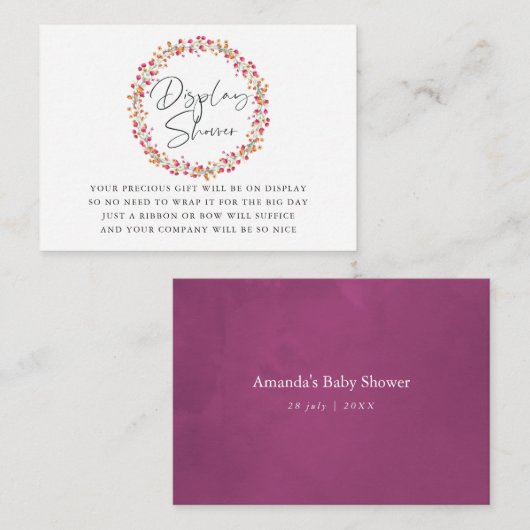 Aquarelle Wild Blume Kinderdusche Begleitkarte (Vorne/Hinten)