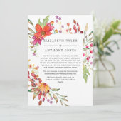 Aquarelle Wild Blume Wedding Reduced Guest List Ankündigung (Stehend Vorderseite)