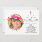 Aquarelle Wildblume Erste Heilige Kommune Einladung (Vorderseite)
