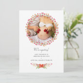 Aquarelle Wildblume Foto Schwangerschaft Ankündigu Ankündigung (Stehend Vorderseite)