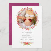 Aquarelle Wildblume Foto Schwangerschaft Ankündigu Ankündigung (Vorne/Hinten)