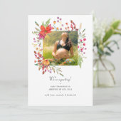 Aquarelle Wildblume Foto Schwangerschaft Ankündigung (Stehend Vorderseite)