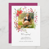 Aquarelle Wildblume Foto Schwangerschaft Ankündigung (Vorne/Hinten)