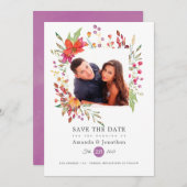 Aquarelle Wildblume Foto Wedding Save The Date (Vorne/Hinten)