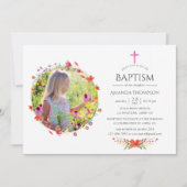 Aquarelle Wildblume Taufe oder Weihnachten Einladung (Vorderseite)