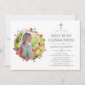 Aquarelle Wildblume Taufe oder Weihnachten Einladung (Vorderseite)