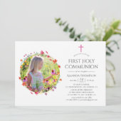 Aquarelle Wildblume Taufe oder Weihnachten Einladung (Stehend Vorderseite)