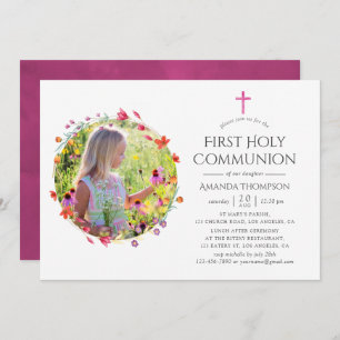 Aquarelle Wildblume Taufe oder Weihnachten Einladung