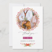 Aquarelle Wildblume Wedding Foto Dankeskarte (Vorderseite)