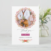 Aquarelle Wildblume Wedding Foto Dankeskarte (Stehend Vorderseite)