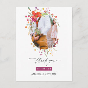 Aquarelle Wildblume Wedding Foto Vielen Dank Postkarte