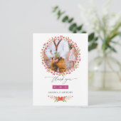 Aquarelle Wildblume Wedding Foto Vielen Dank Postkarte (Stehend Vorderseite)