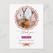 Aquarelle Wildblume Wedding Foto Vielen Dank Postkarte (Vorderseite)