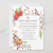 Aquarelle Wilde Blume Bat Mitzvah Einladung (Vorderseite)